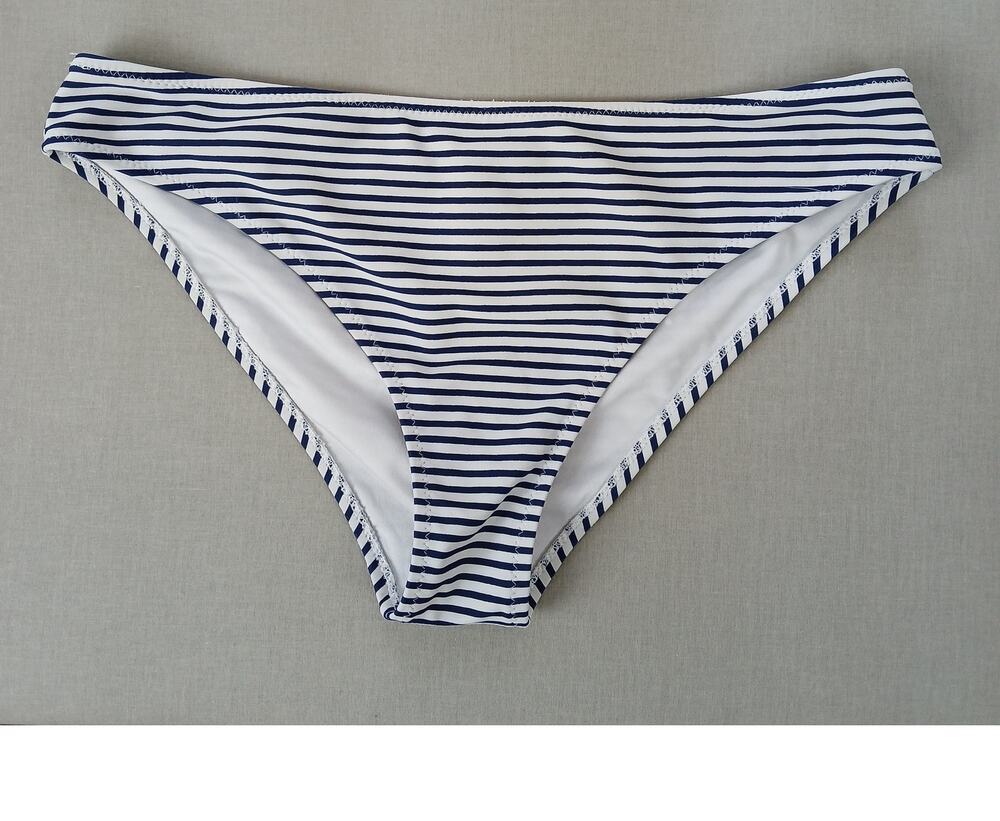 Cupshe Striped Bikini Bottoms M navy blue white swim brief women's